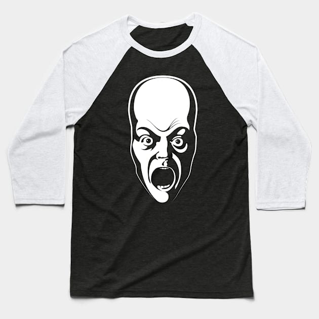 Crazy black alien Baseball T-Shirt by AlexanderBelov